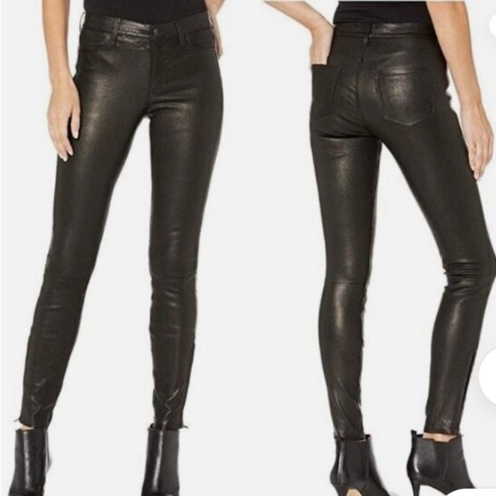 J Brand Lamb Leather black style 8001 pants/leggings, zipper at calf , NWT, 24